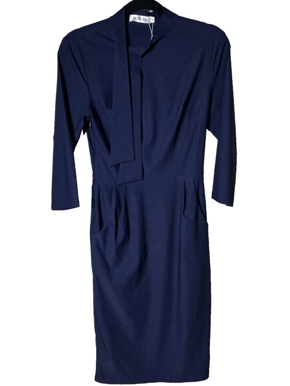 MUXXN Blue Sheath Pencil Wiggle Dress Small Retro Style Mad Men New Form Fit